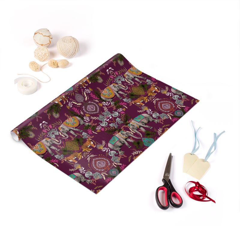 Indian Elephant Mirror Print Fabric by the Metre