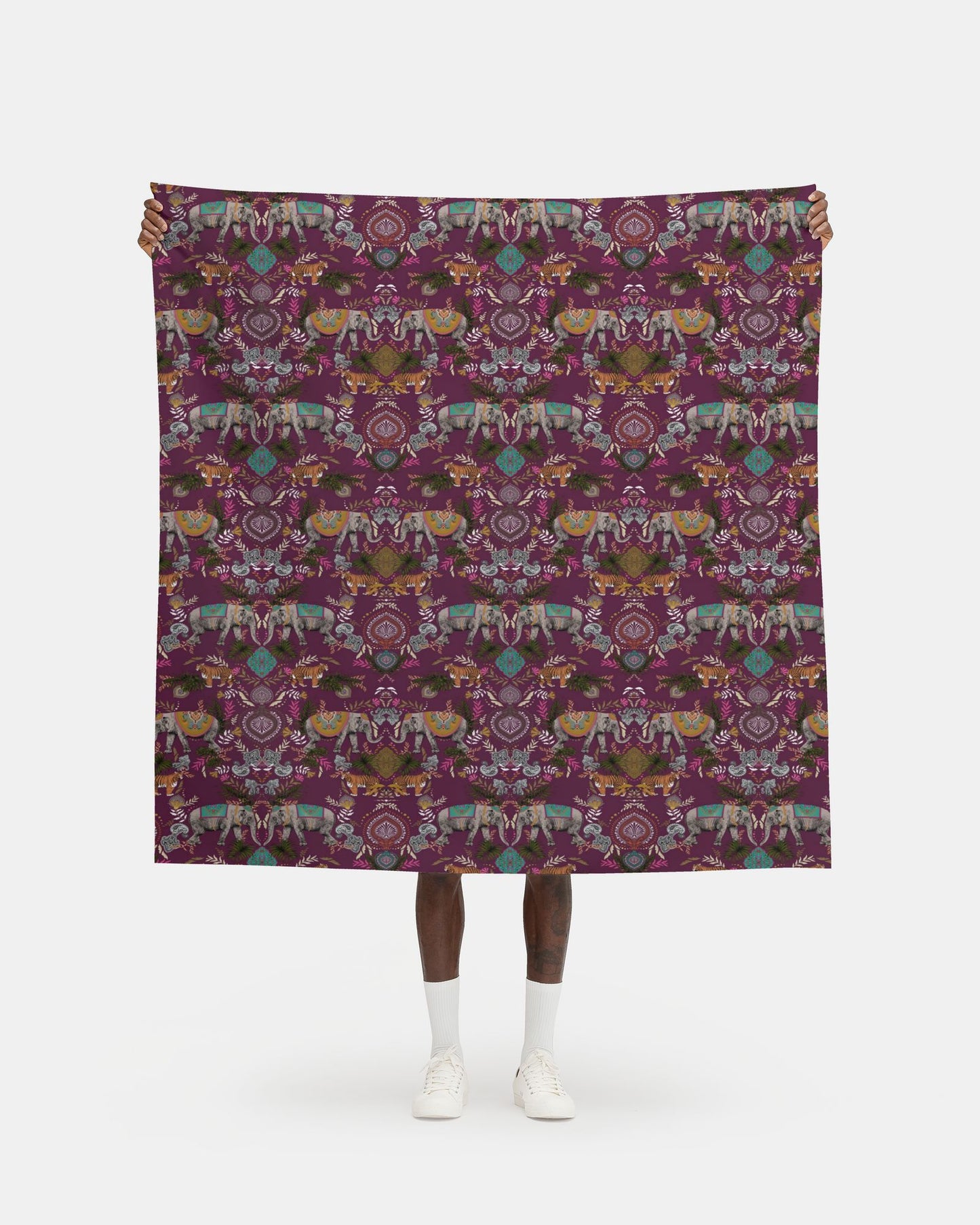 Indian Elephant Mirror Print Fabric by the Metre