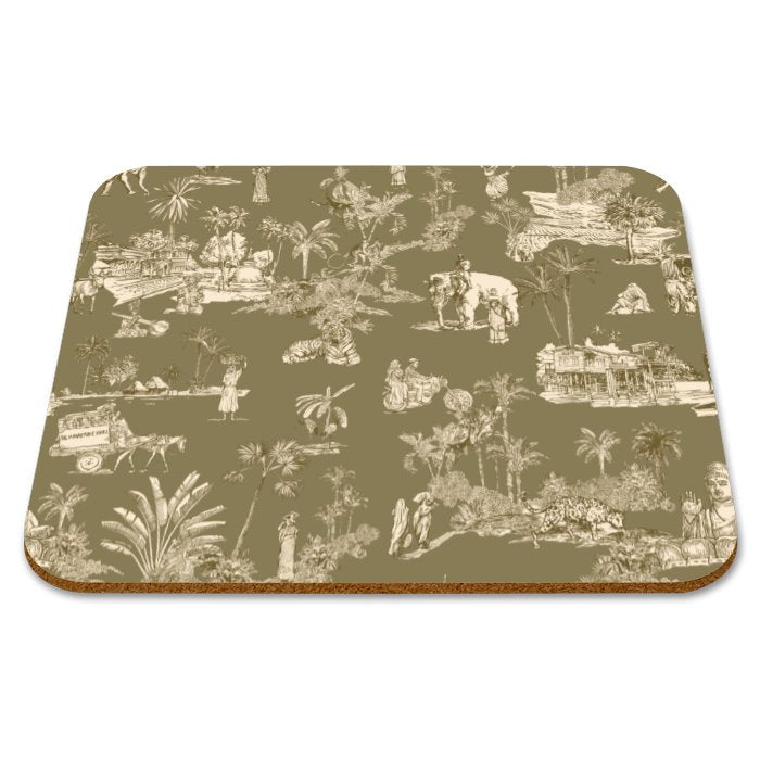 Toile De India Printed Placemats in Moss