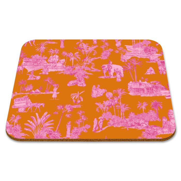Toile De India Printed Placemats in Orange