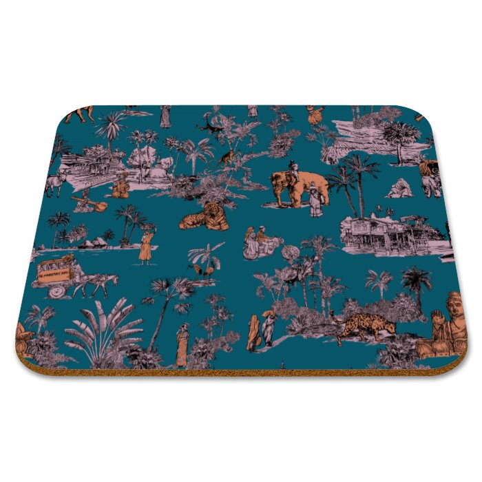 Toile De India Printed Placemats in Midnight