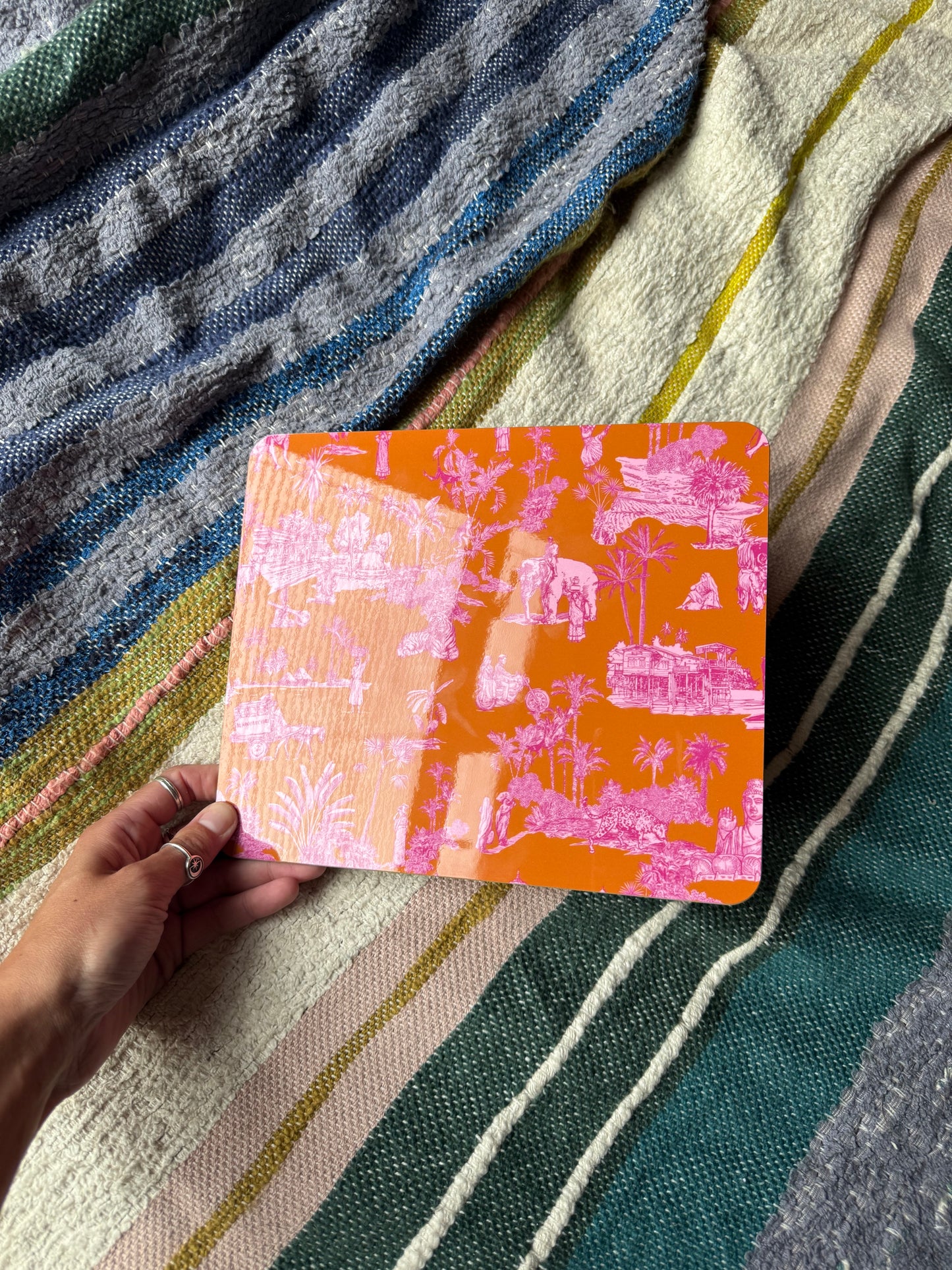 Toile De India Printed Placemats in Orange
