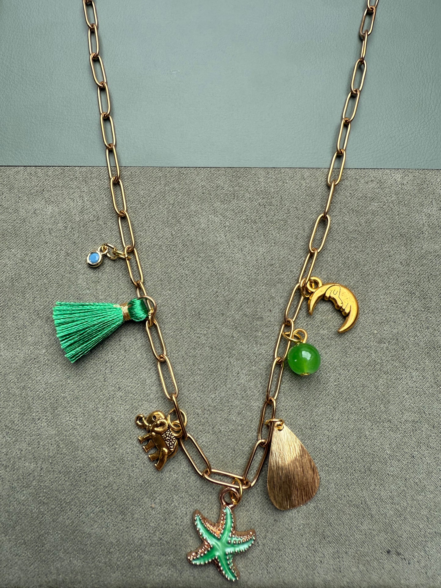 Charm Necklace Bottle Green