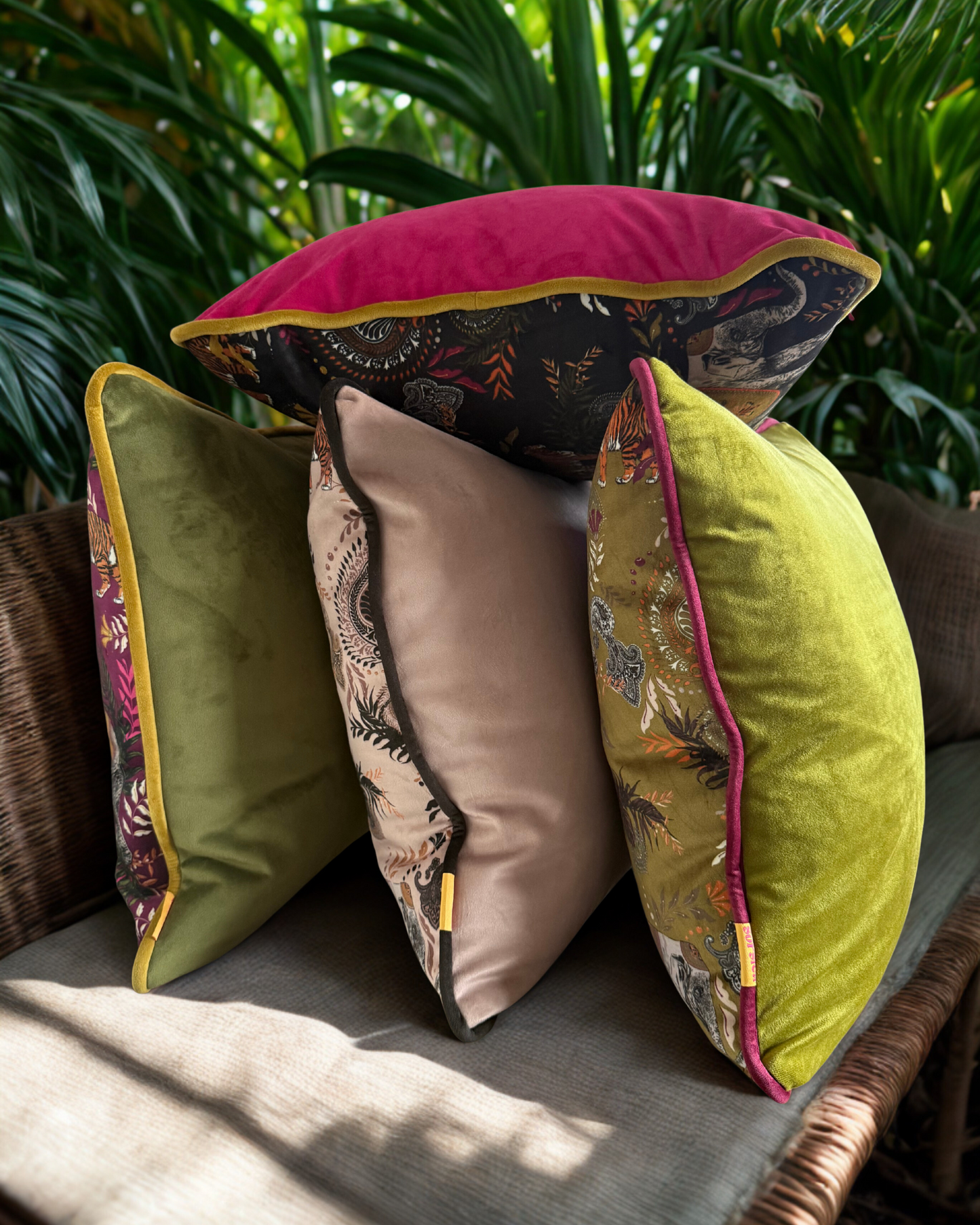 Indian Elephant Velvet Cushion Brinjal