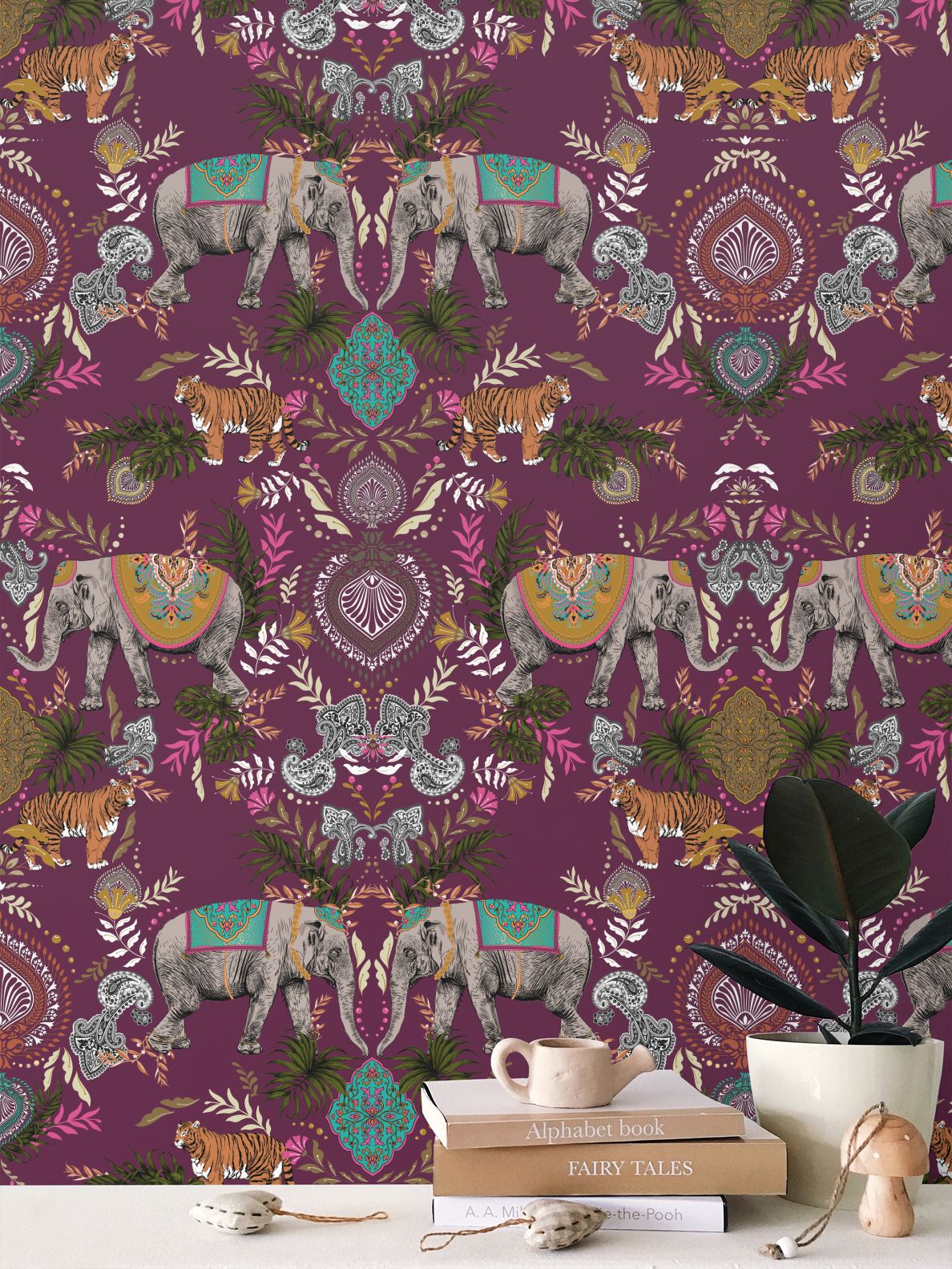 Indian Elephant Mirror Print Wallpaper