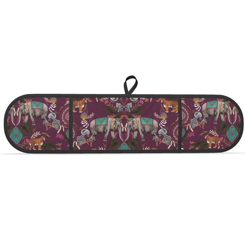 Indian Elephant Mirror Print Double Oven Gloves