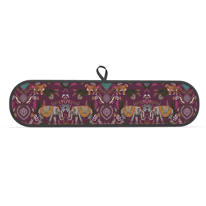Indian Elephant Mirror Print Double Oven Gloves