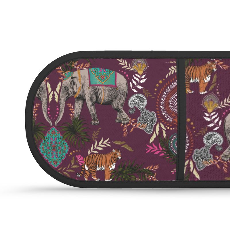 Indian Elephant Mirror Print Double Oven Gloves