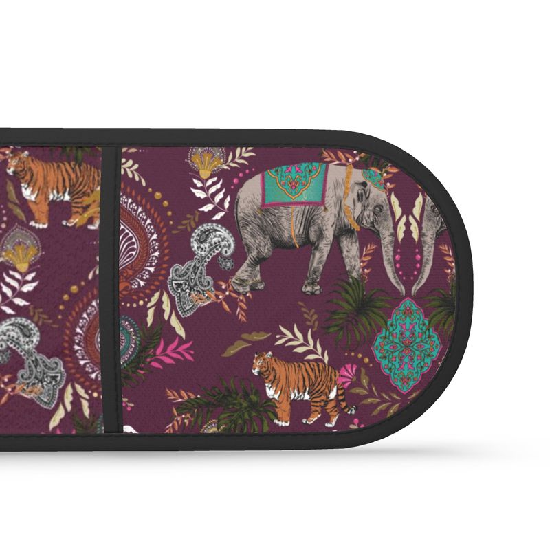 Indian Elephant Mirror Print Double Oven Gloves