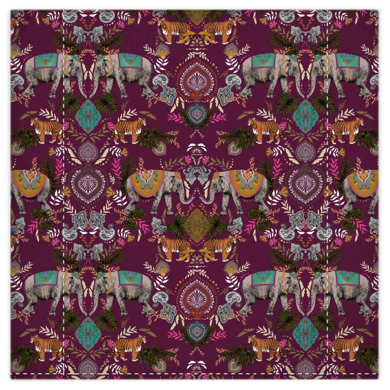 Indian Elephant Mirror Print Reversible Duvet Cover and Pillows Set