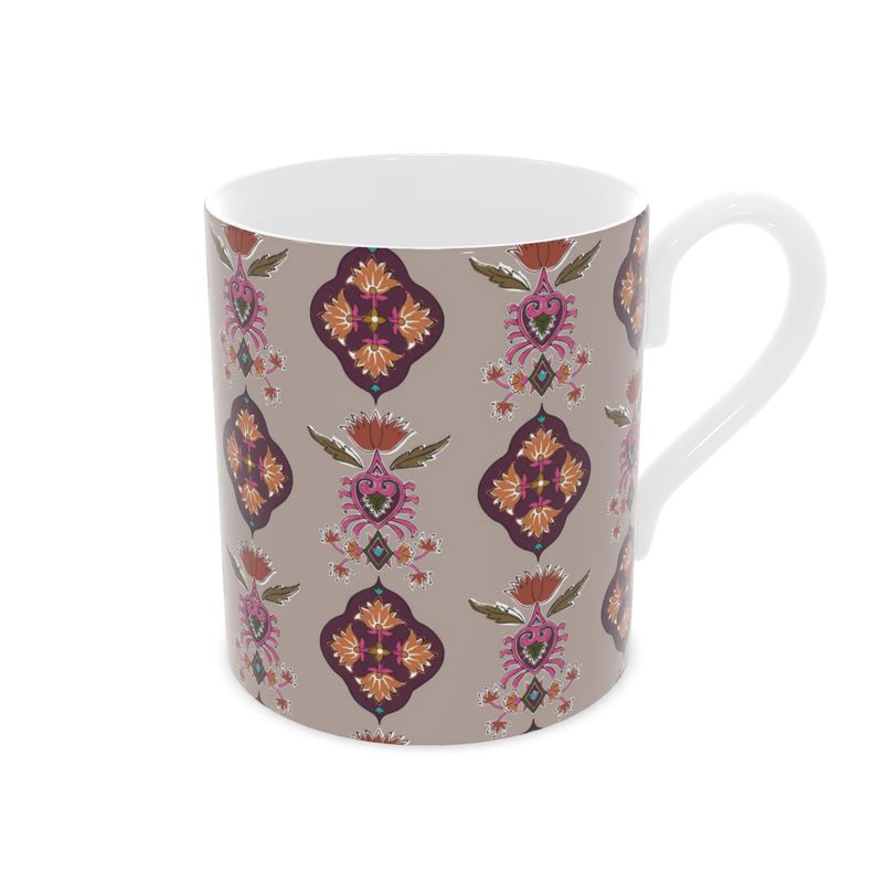 Indian Block Print Bone China Mug