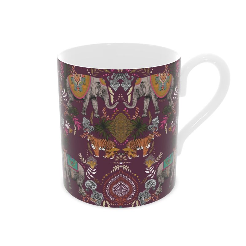 Indian Elephant Mirror Print Bone China Mug