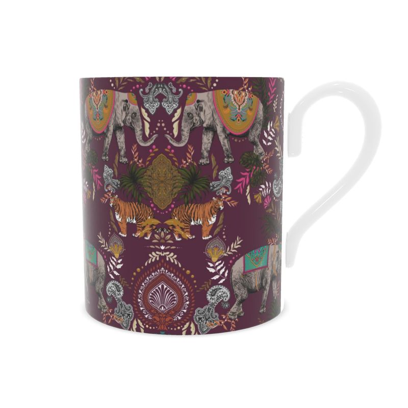 Indian Elephant Mirror Print Bone China Mug