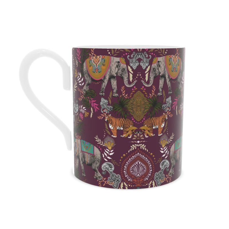 Indian Elephant Mirror Print Bone China Mug