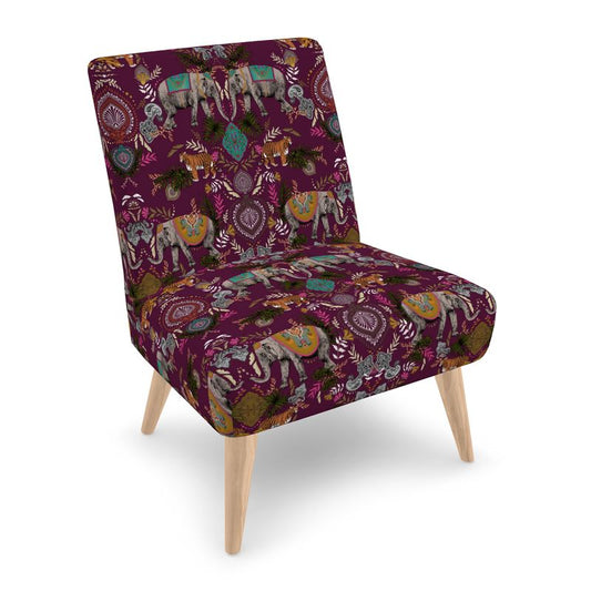 Indian Elephant Mirror Print Occasional Chair