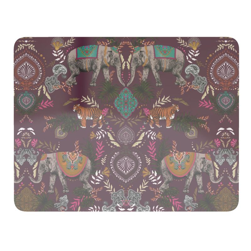 Indian Elephant Mirror Print Placemat Brinjal