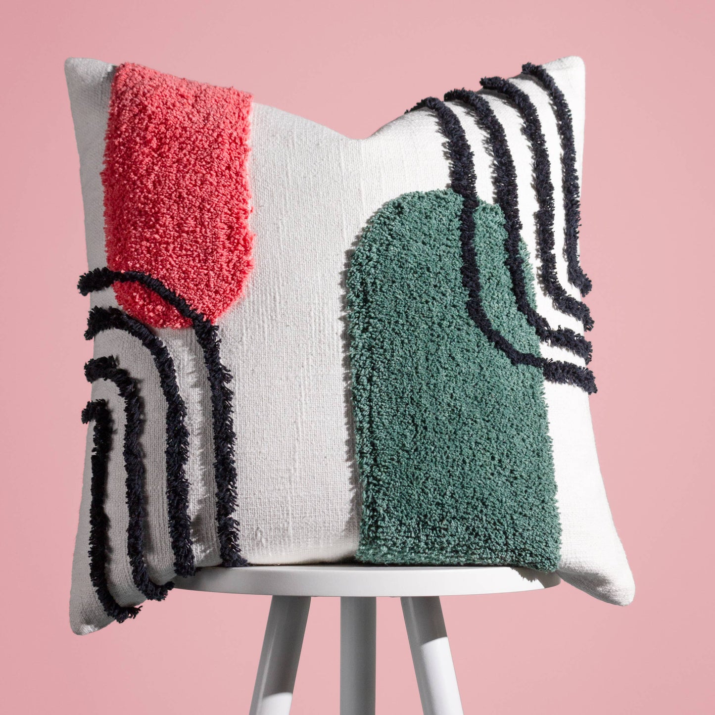 Elmer Cotton Tufted Cushion Pink/Jade