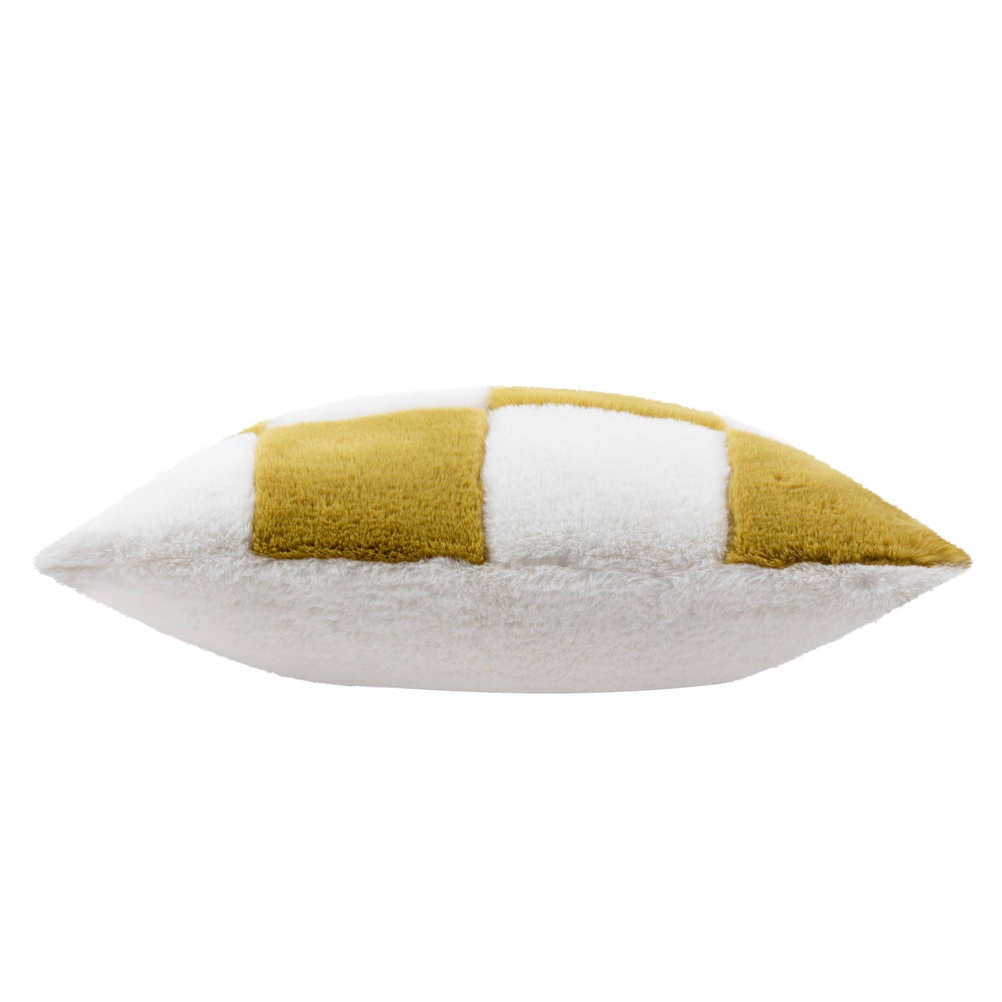 Cozee Check Faux Fur Cushion Olive