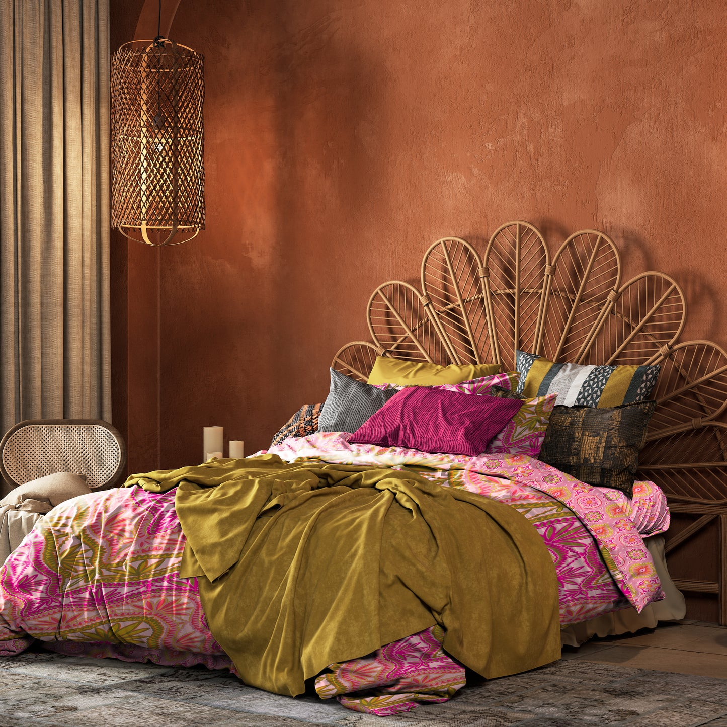 Bright Energy Print Bedsheet Pink