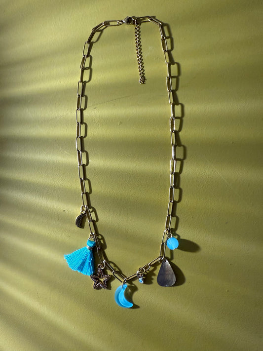 Charm Necklace Turquoise Blue