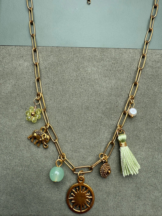 Charm Necklace Mint Green