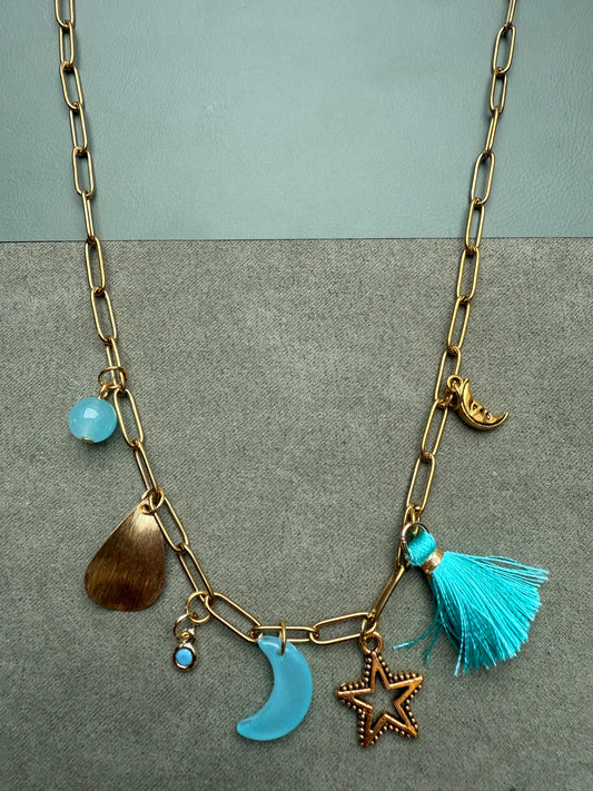 Charm Necklace Turquoise Blue