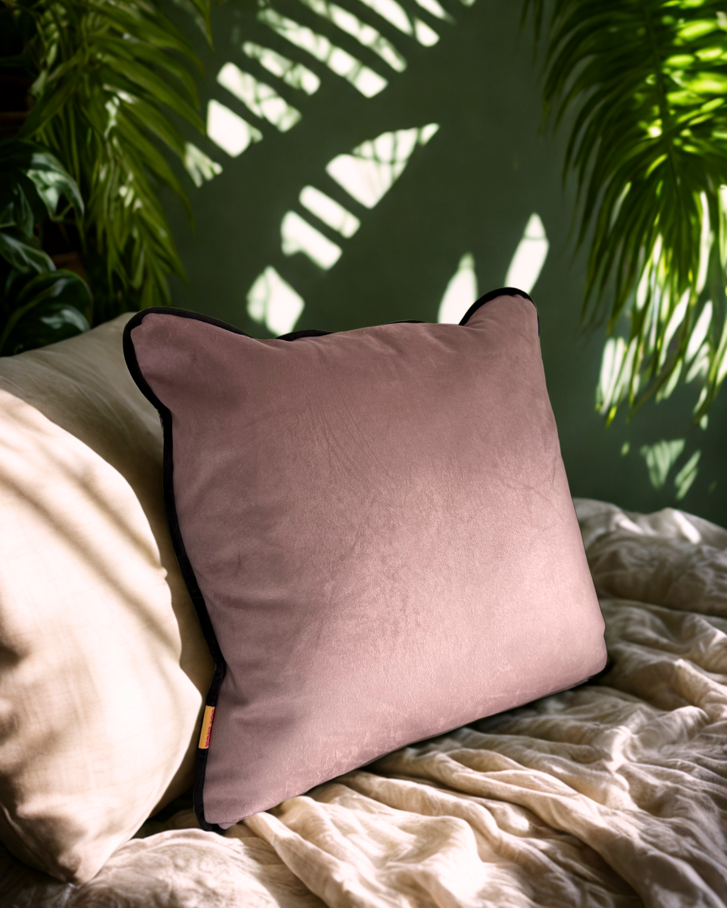 Indian Elephant Velvet Cushion Natural
