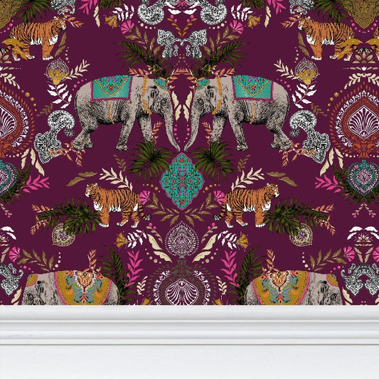 Indian Elephant Mirror Print Wallpaper